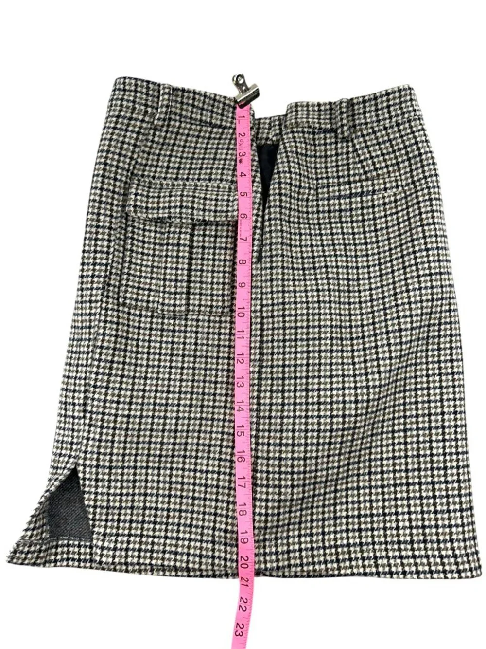 Vintage Style Roocool Houndstooth Mini Skirt Dark Academia Plaid Skirt with Pock